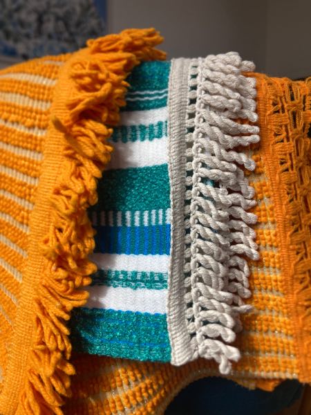 The fringing of the vintage style sauna seat mats